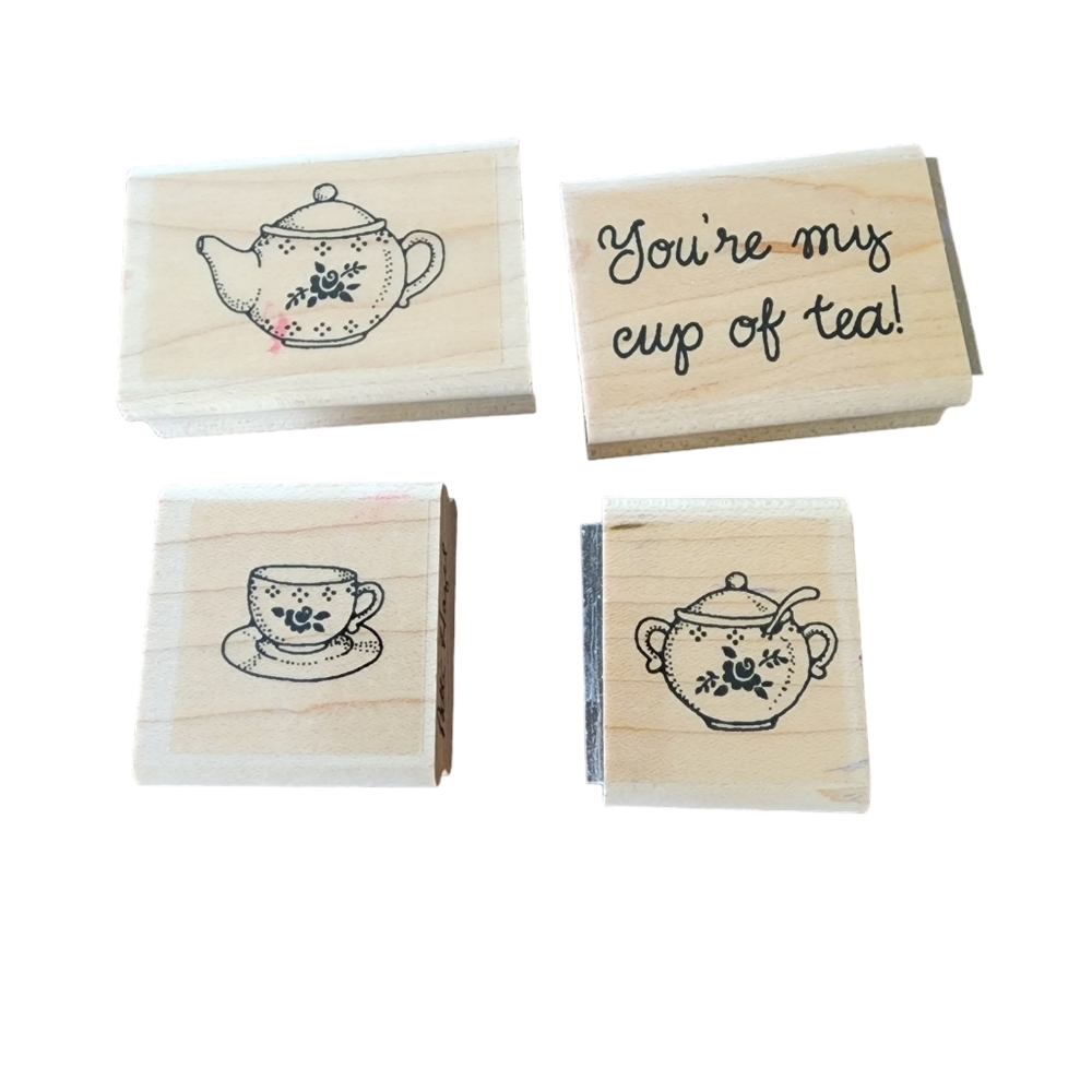 "Tea Time" Rubber Stamp Set of 4